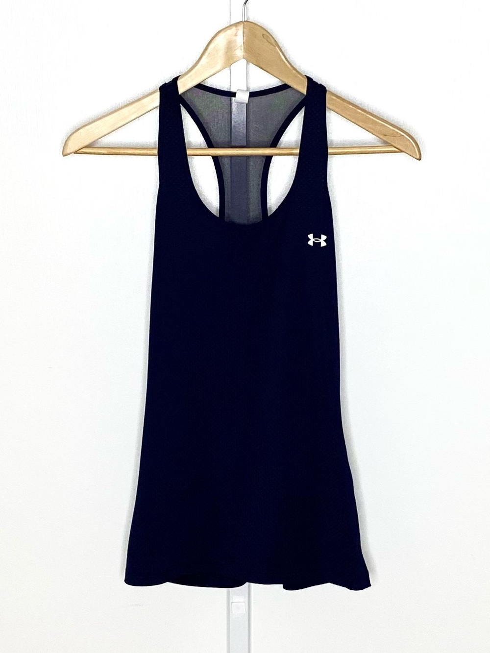Under Armour | Navy Blue Dri-Fit Heat Gear Mesh Racerback Fitted Tank-Top Sz Med